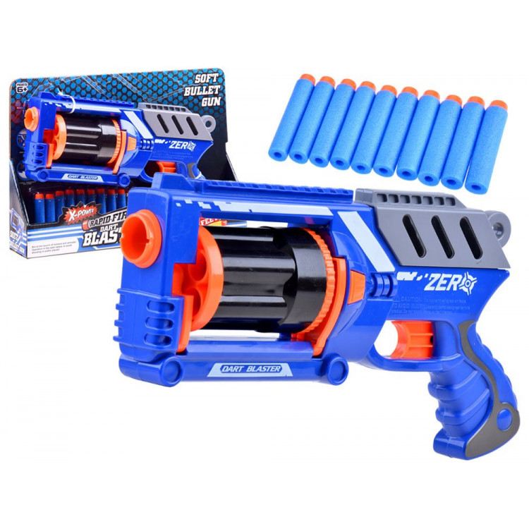 Pištoľ na penové náboje modro-oranžová 